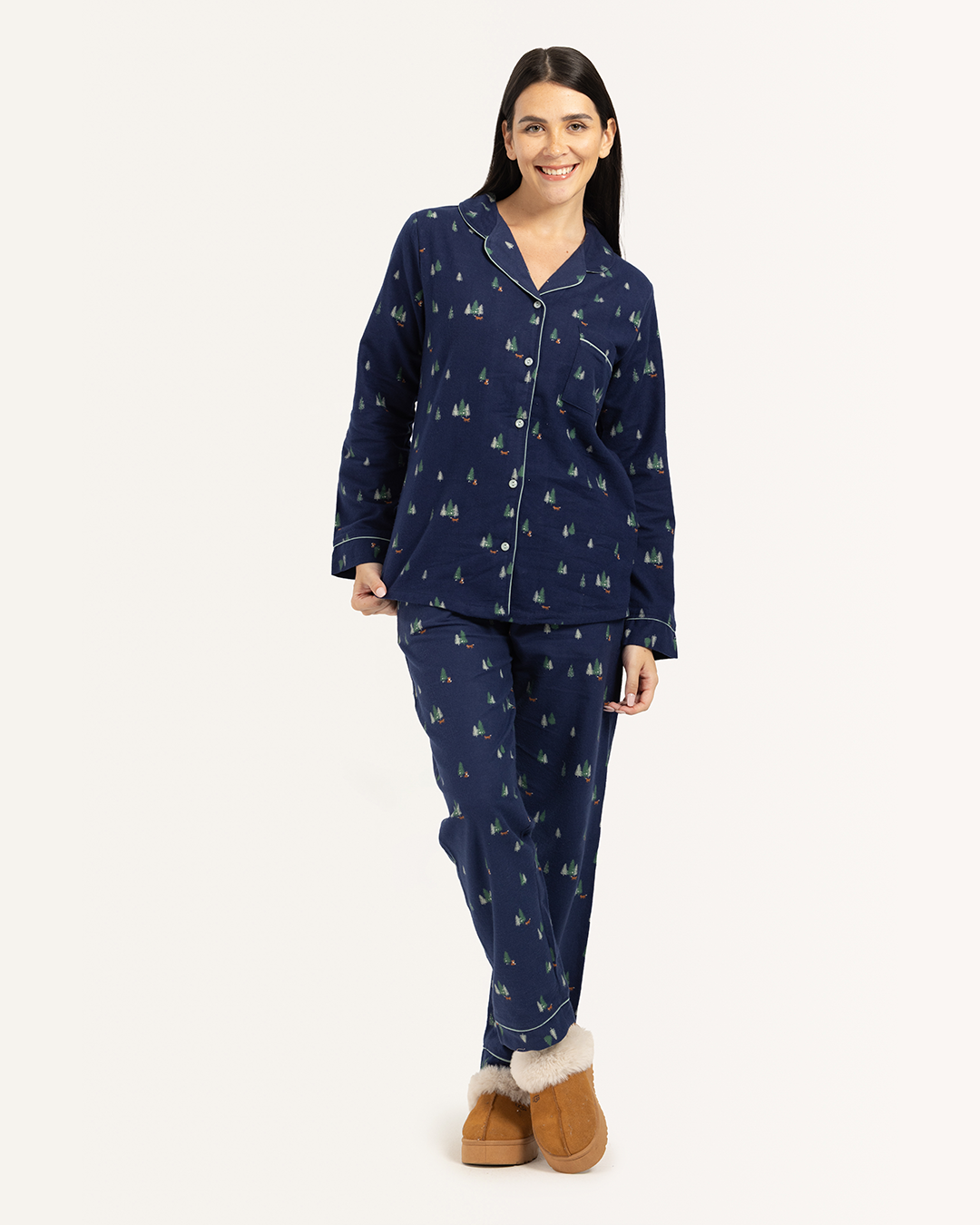 بيجاما بزراير أشجار الكريسماس