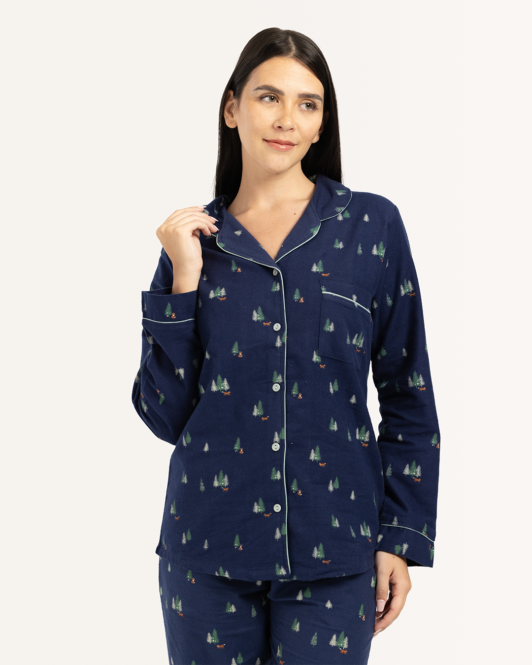 بيجاما بزراير أشجار الكريسماس