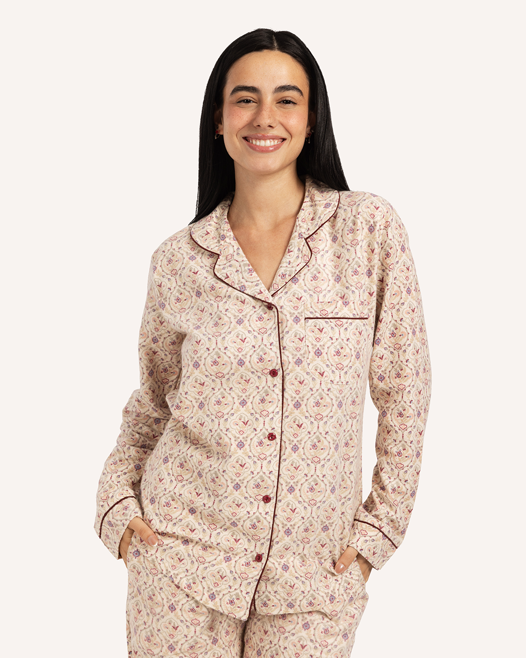 بيجاما كلاسيك بزراير فن أندلسي