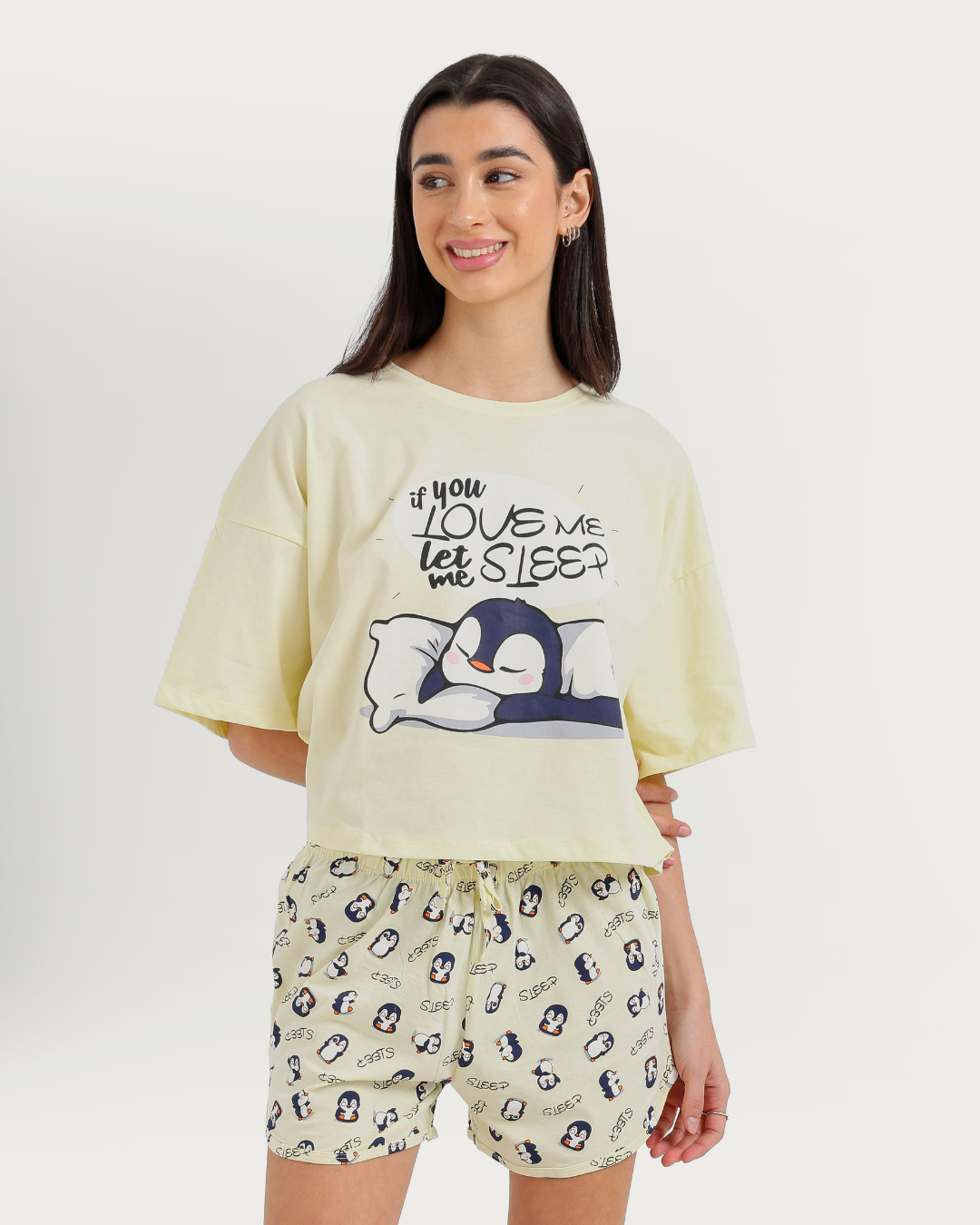 Penguin Women's Oversized Pajama and Hot Shorts