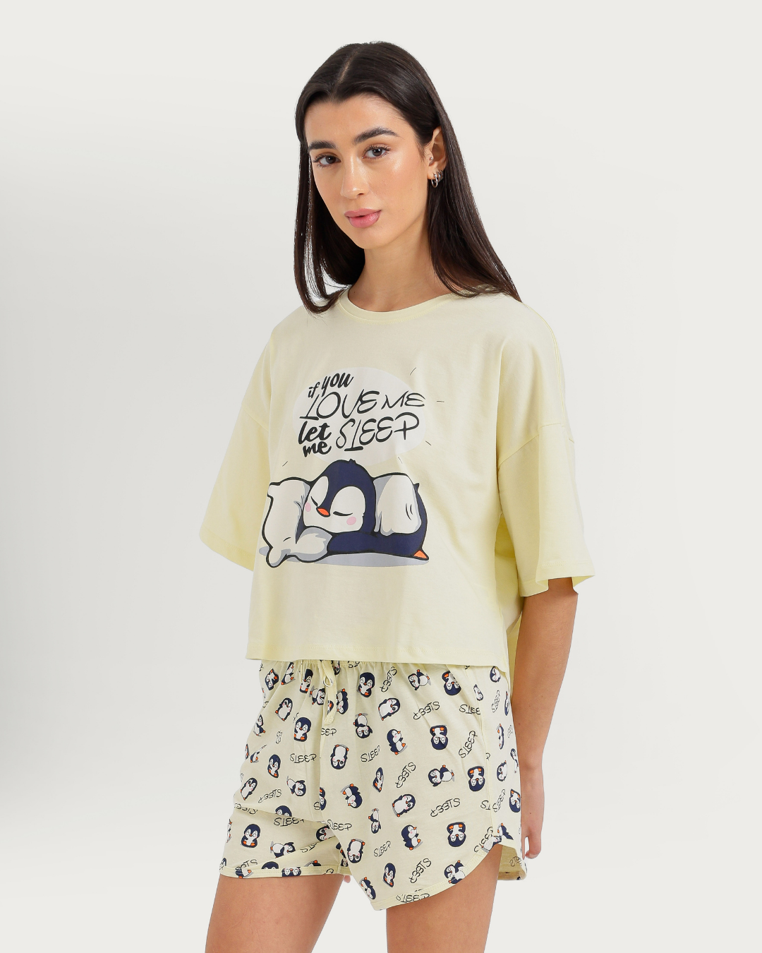 Penguin Women's Oversized Pajama and Hot Shorts