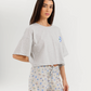 Oversized pajamas and short shades for women with blue eyes