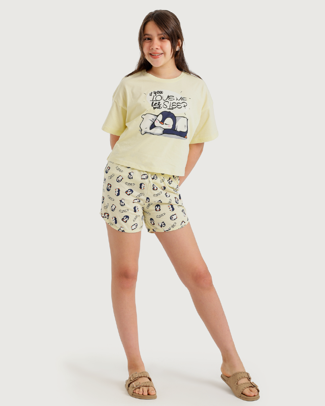 Penguin Girls' Oversized Pajamas and Hot Shorts