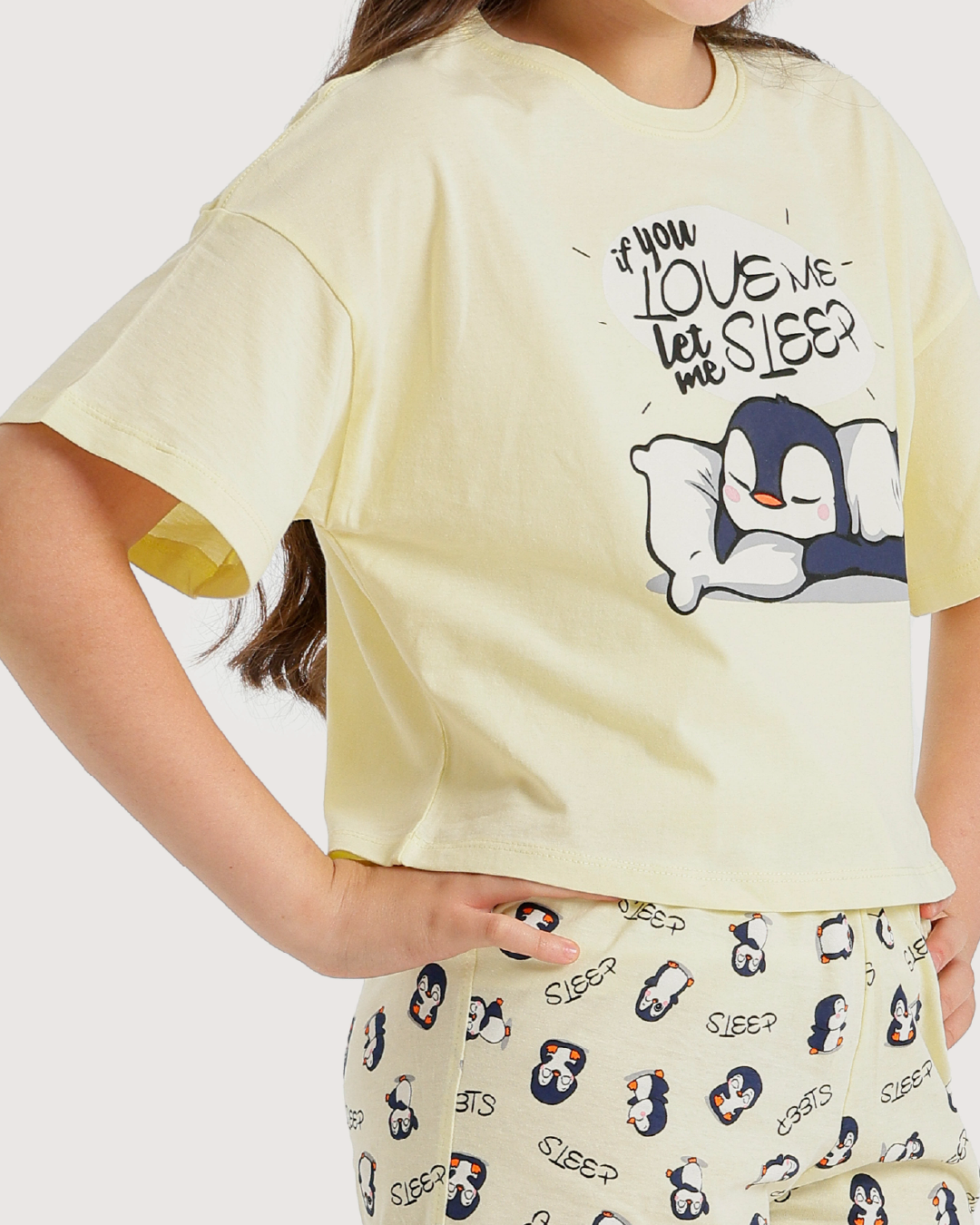 Penguin Girls' Oversized Pajamas and Hot Shorts