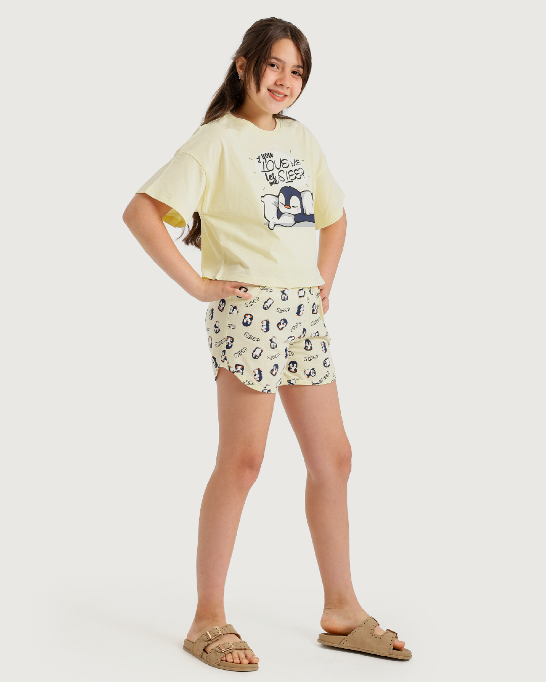 Penguin Girls' Oversized Pajamas and Hot Shorts