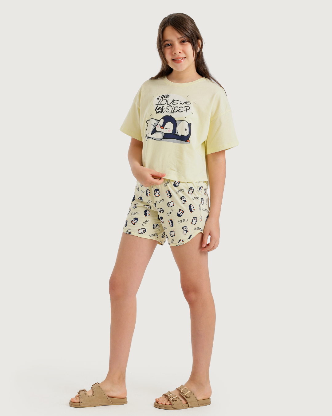 Penguin Girls' Oversized Pajamas and Hot Shorts