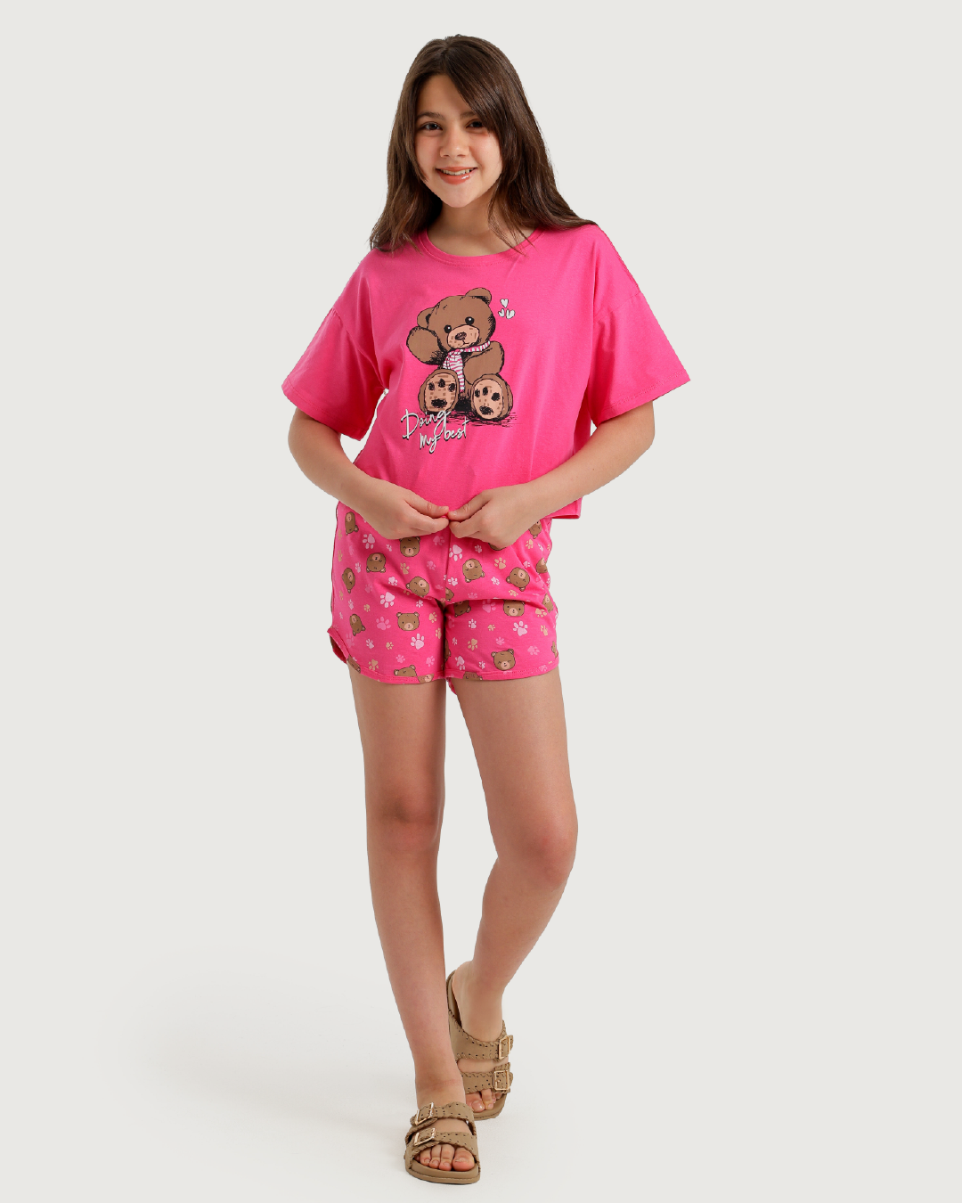 Teddy Bear Girls' Oversized Pajamas and Hot Shorts
