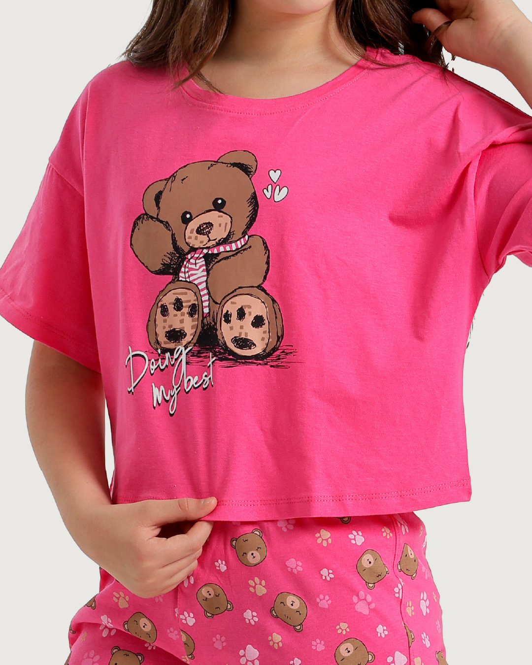 Teddy Bear Girls' Oversized Pajamas and Hot Shorts