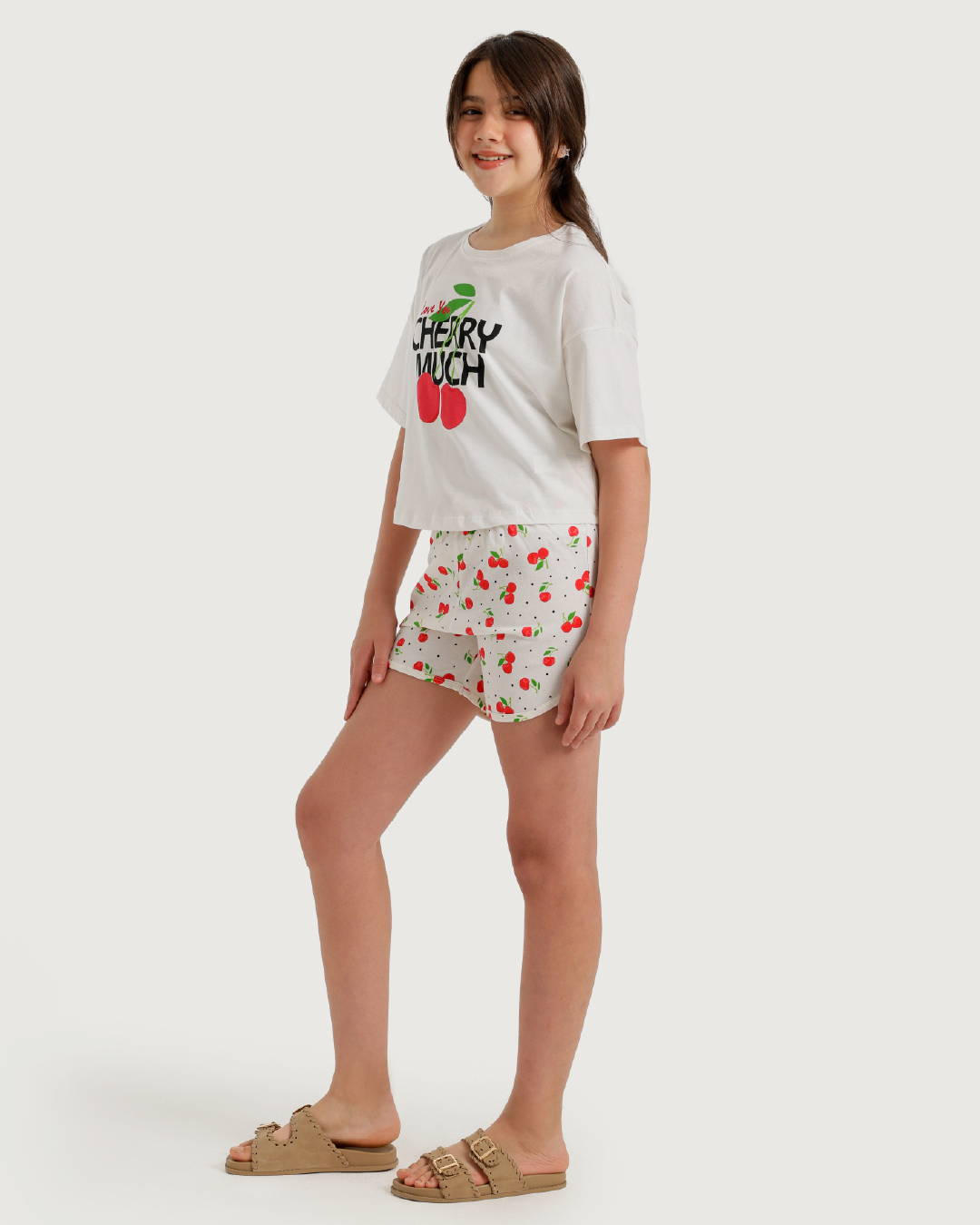 Cherry  بيجاما بناتي اوفر سايز وهوت شورت