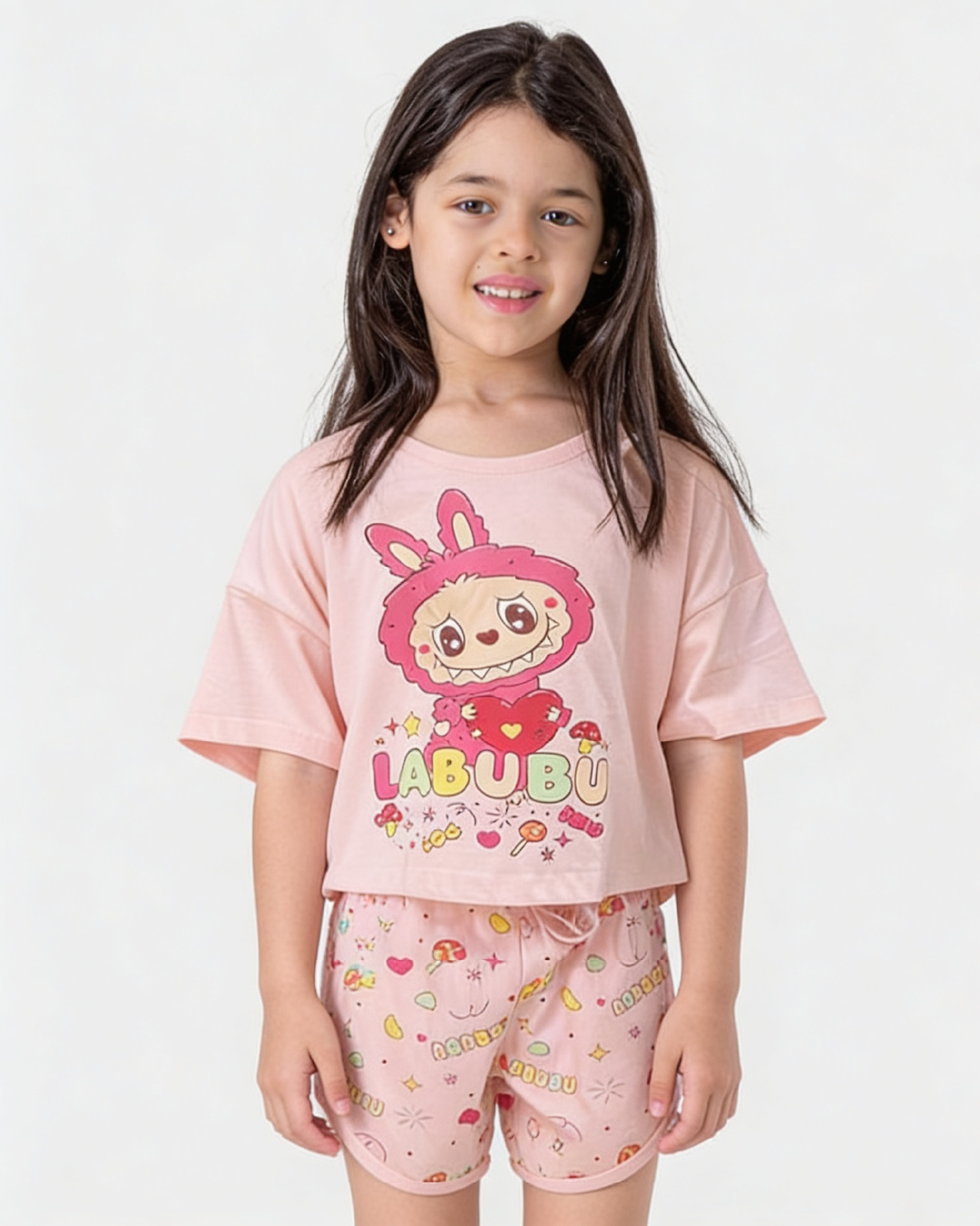 Labubu girls' oversized pajama with hot shorts