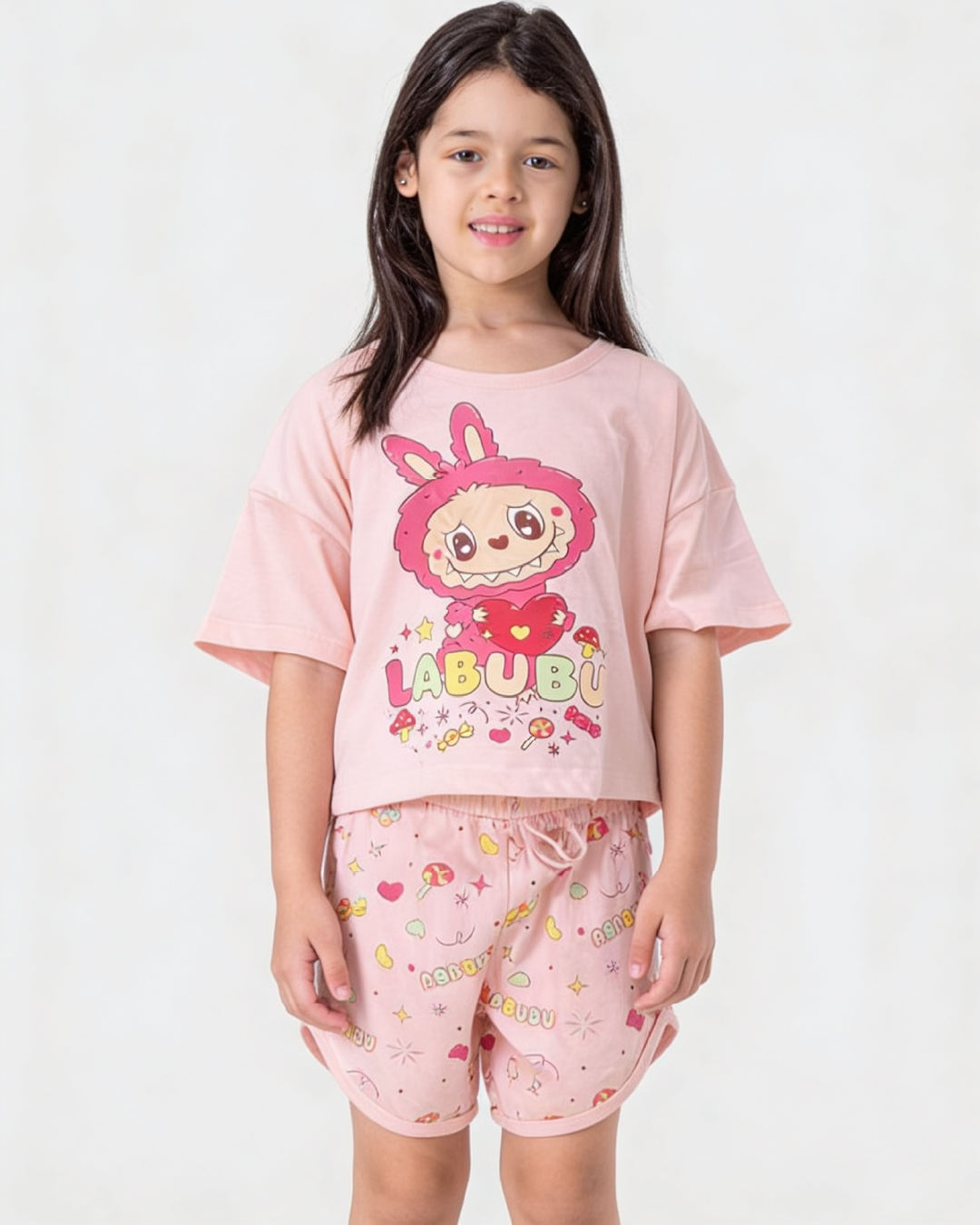 Labubu girls' oversized pajama with hot shorts