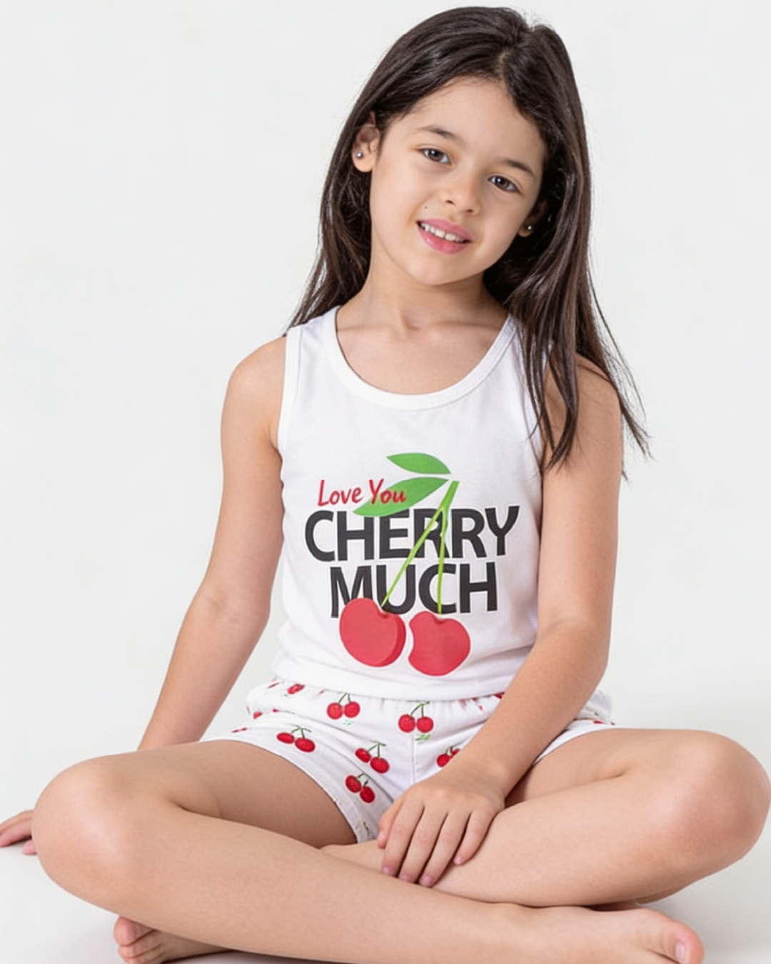 Cherry girls' cut and shorts pajama