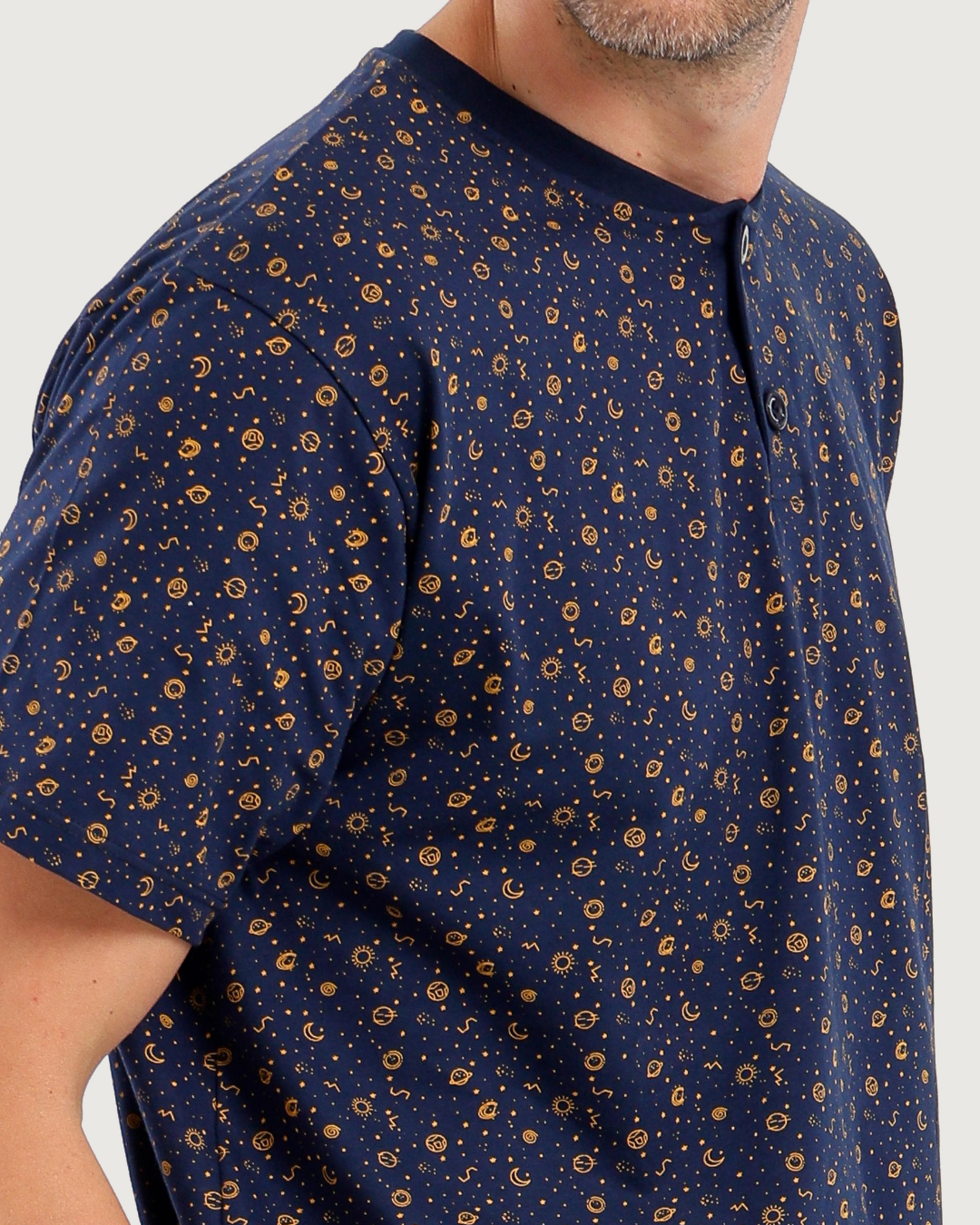 Men's Short Sleeve Pajamas with Capri Pants