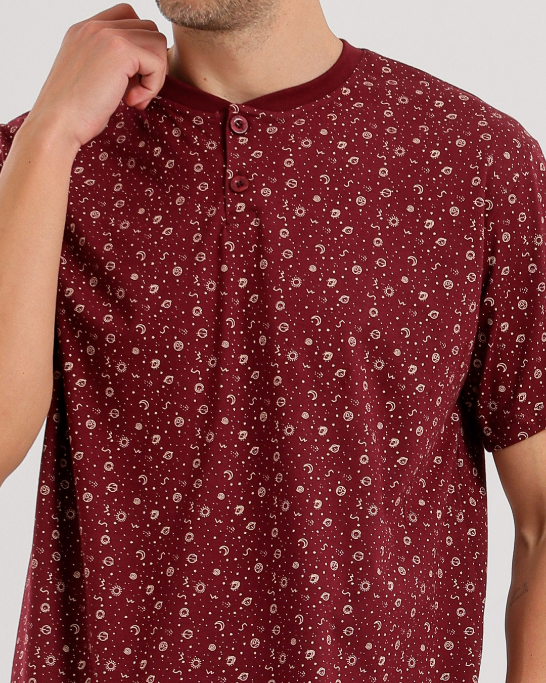 Men's Short Sleeve Pajamas with Capri Pants