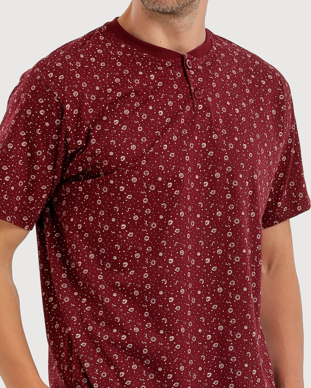 Men's Short Sleeve Pajamas with Capri Pants