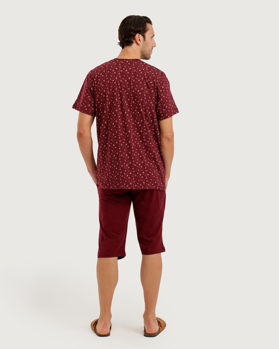 Men's Short Sleeve Pajamas with Capri Pants