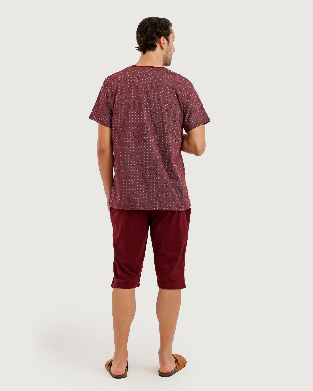 Men's Short Sleeve Pajamas with Capri Pants