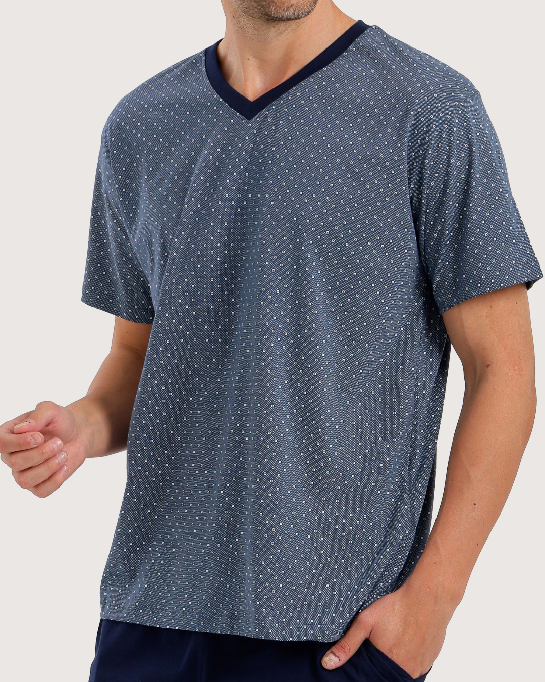 Men's Short Sleeve Pajamas with Capri Pants