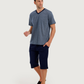 Men's Short Sleeve Pajamas with Capri Pants