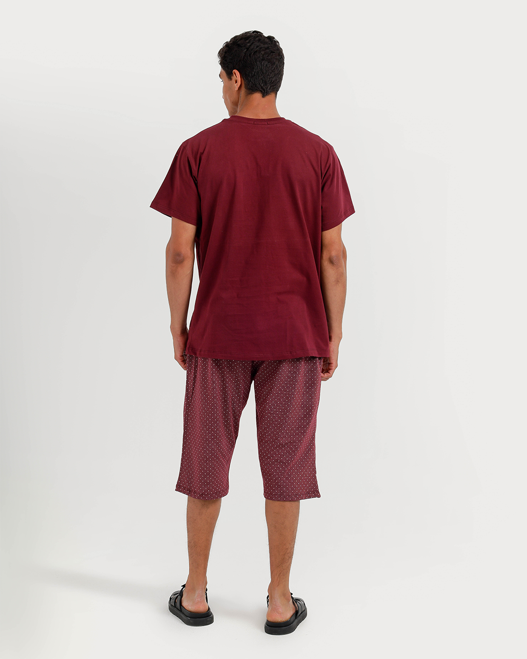 Men's Short Sleeve Pajamas with Capri Pants