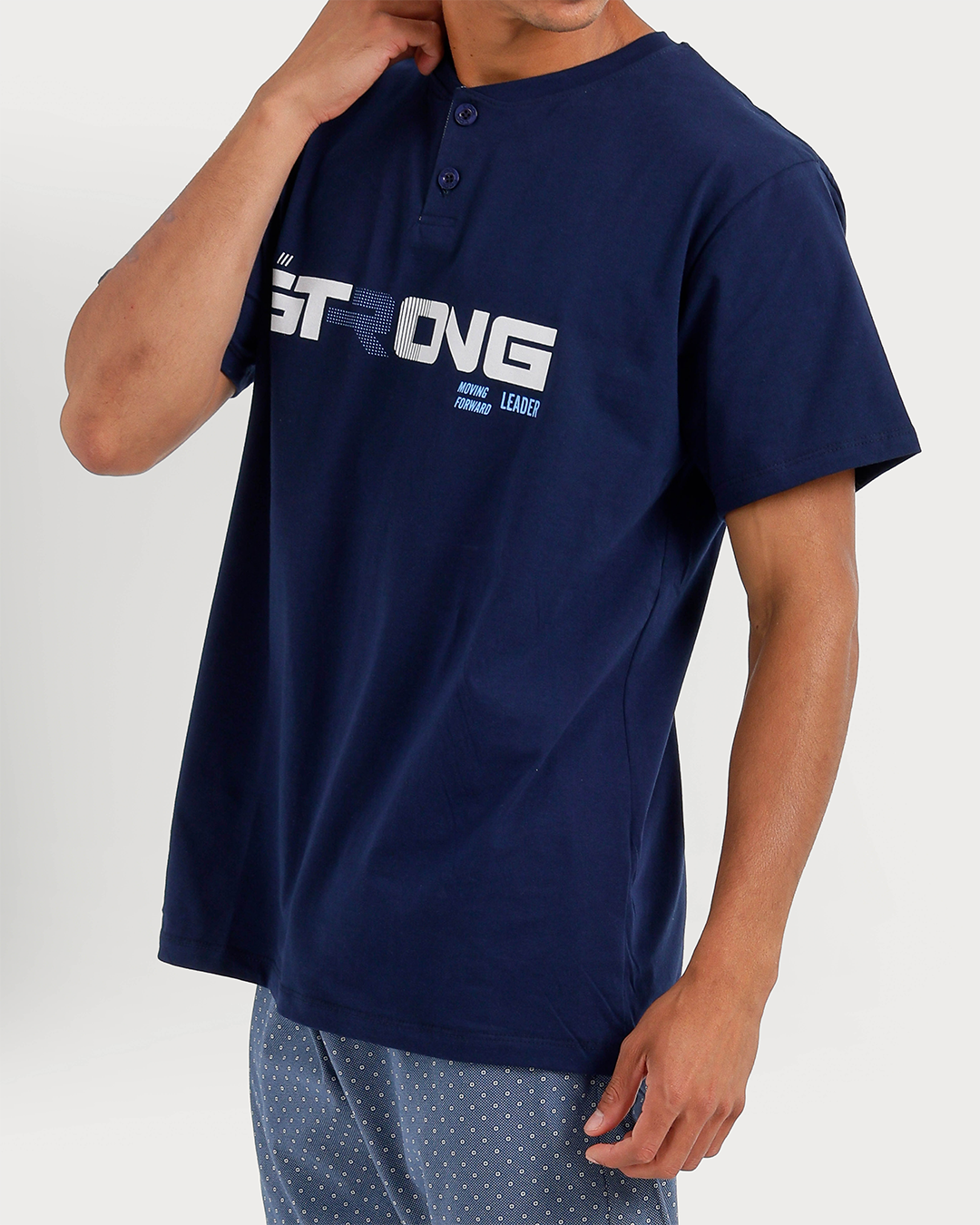 Men's Short Sleeve Pajamas with Capri Pants