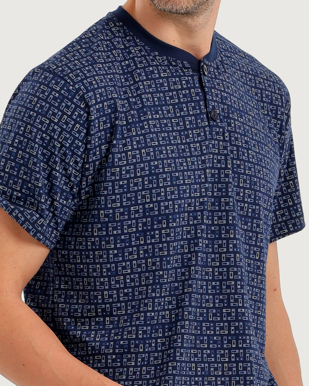 Men's Short Sleeve Pajamas with Capri Pants