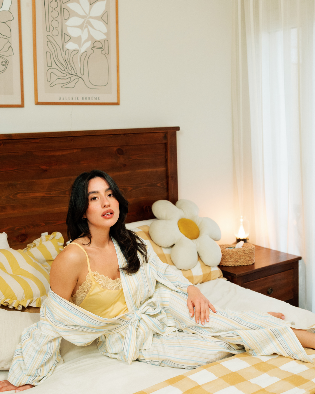 بيجاما حريمي 3 قطع خطوط باللوان الربيع