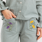 Women's pajama set with buttons and wide pants