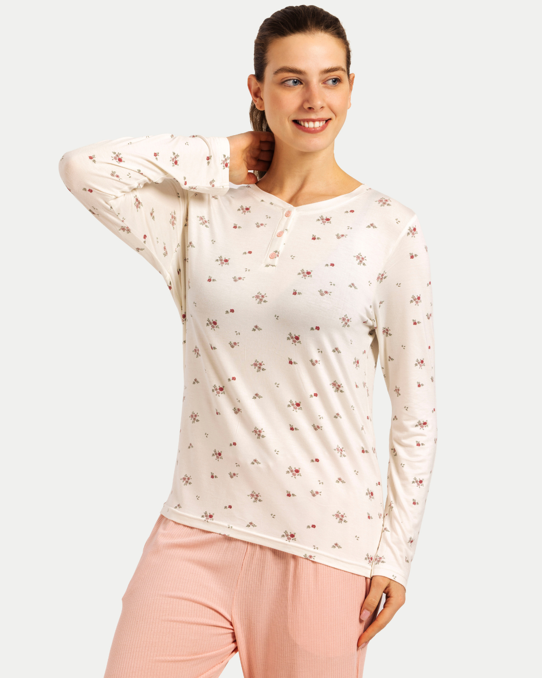 بيجاما حريمي بزراير ورود الربيع