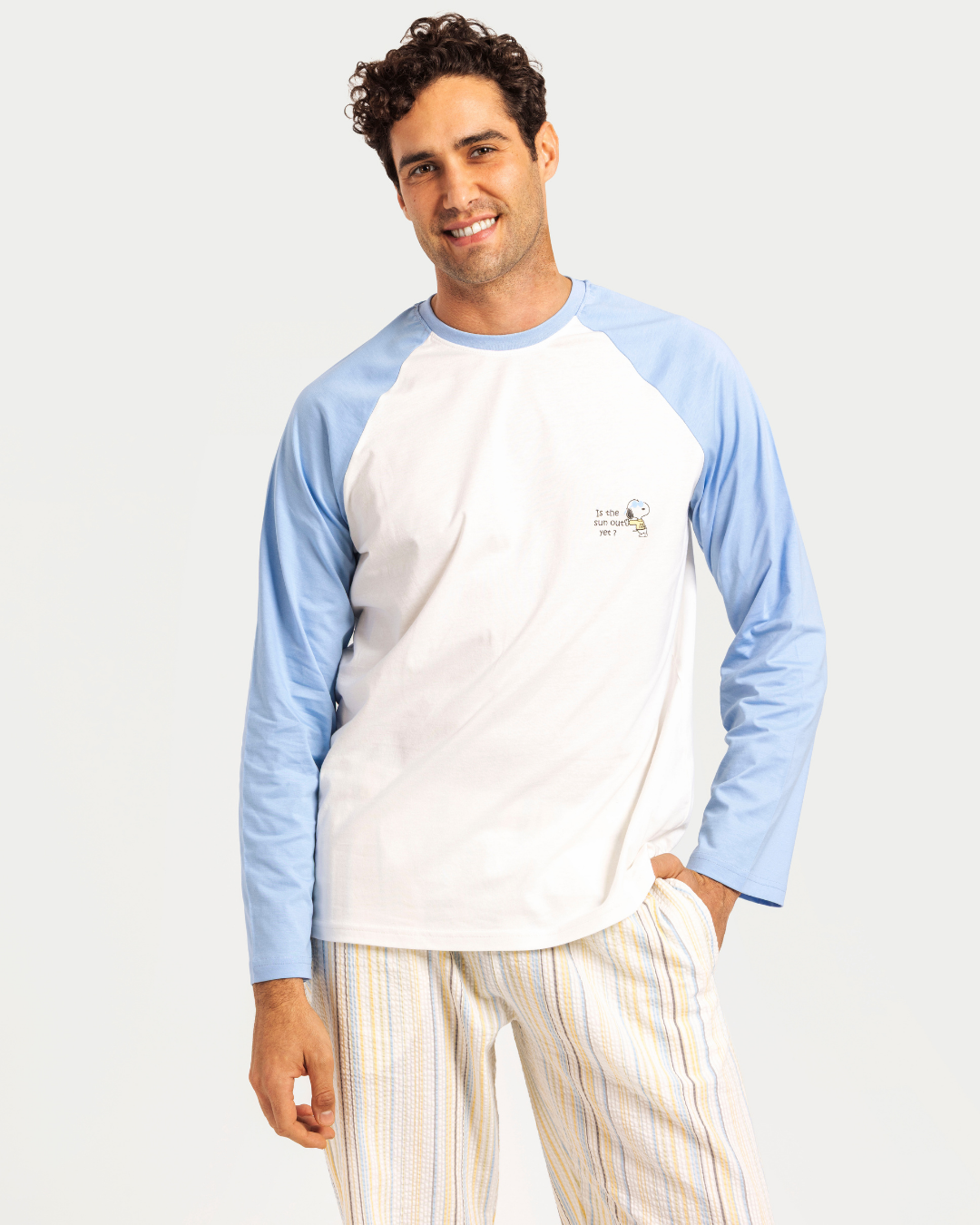 بيجاما رجالي بكم و بنطلون خطوط باللوان الربيع