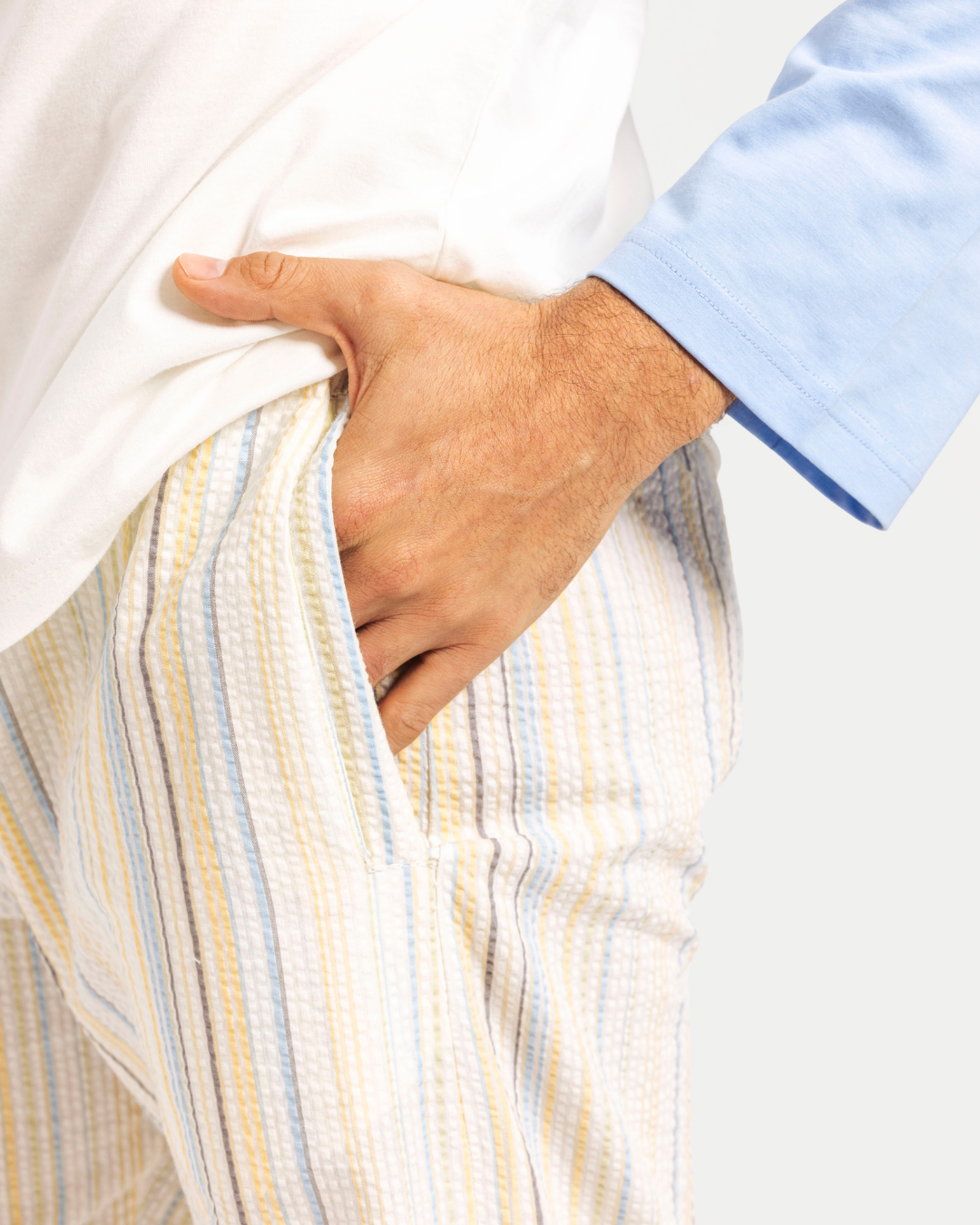 بيجاما رجالي بكم و بنطلون خطوط باللوان الربيع