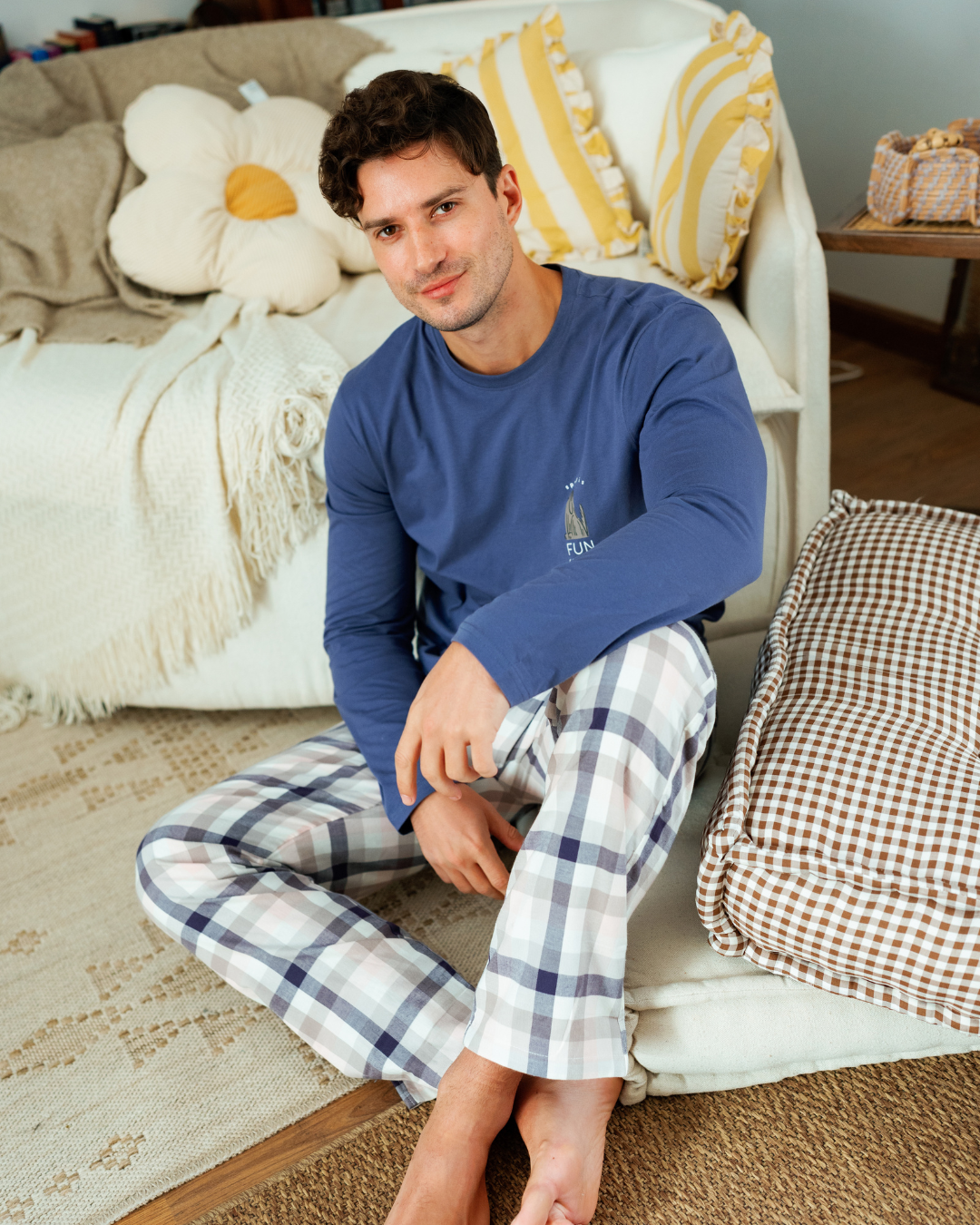 Men's Long Sleeve Checkered Spring Pajamas
