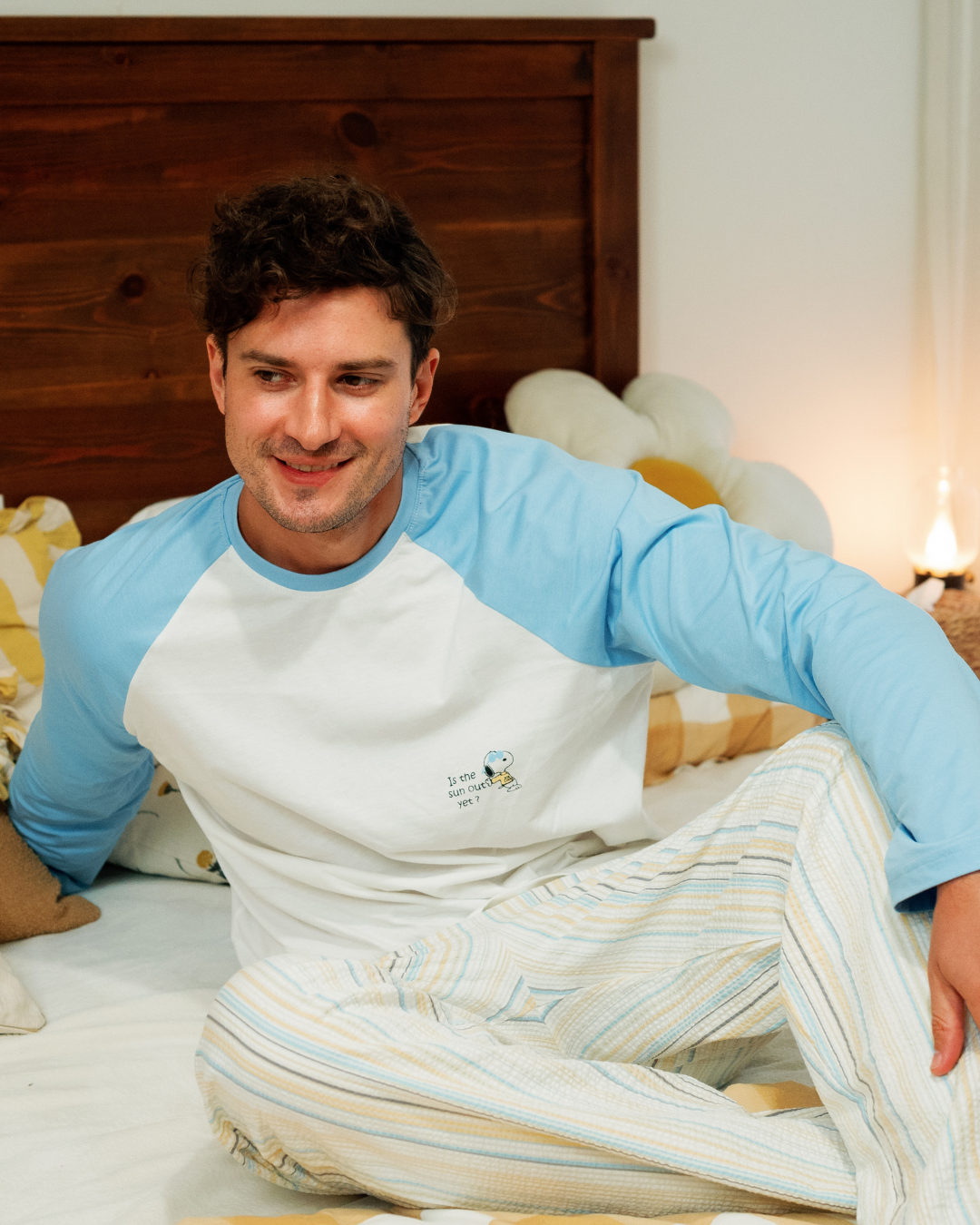 بيجاما رجالي بكم و بنطلون خطوط باللوان الربيع