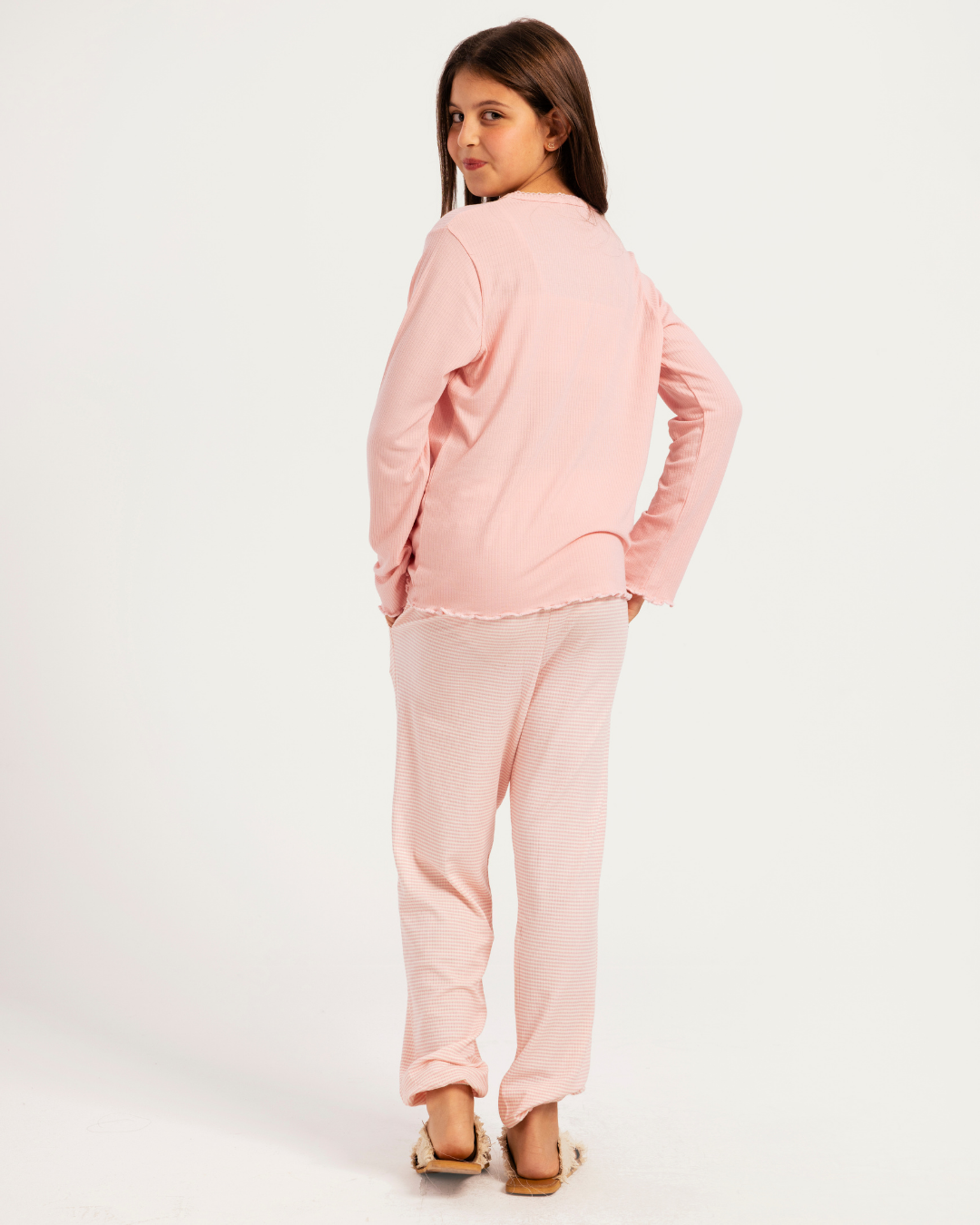 بيجاما بناتي كم طويل قوس قزح و قلوب