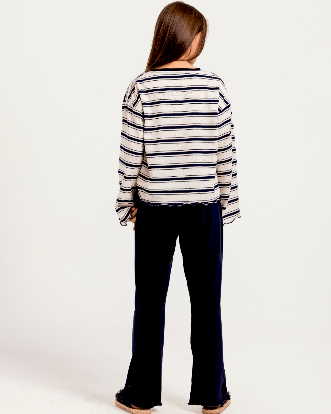 بيجاما بناتي جونيور بكم طويل واسع و بنطلون ساده