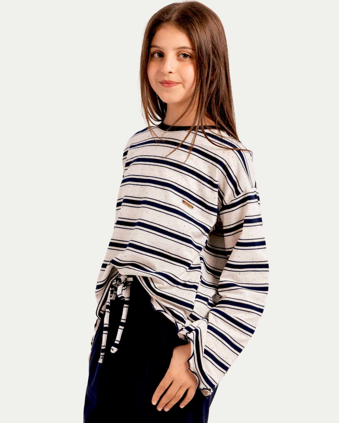 بيجاما بناتي جونيور بكم طويل واسع و بنطلون ساده