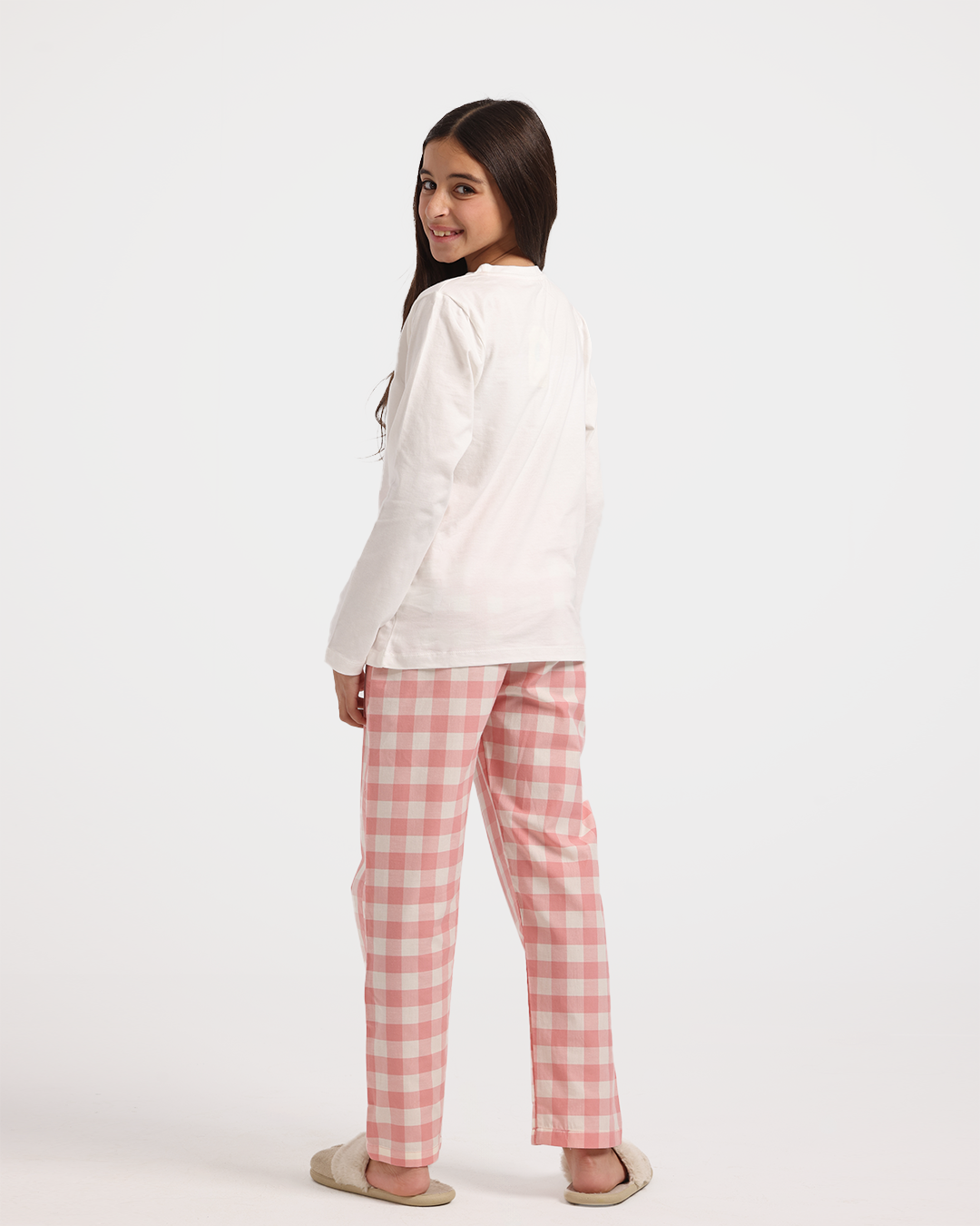 بيجاما بناتي بكُم طويل كاروهات الربيع