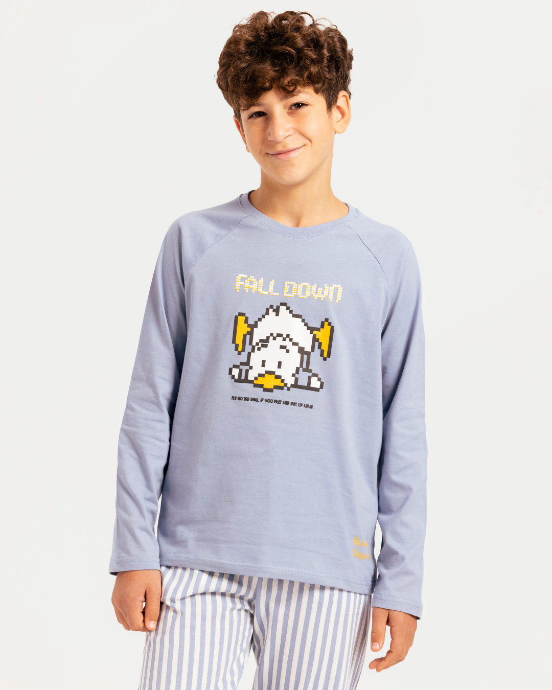 Junior boys' long-sleeve pajama with striped pants