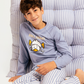 Junior boys' long-sleeve pajama with striped pants