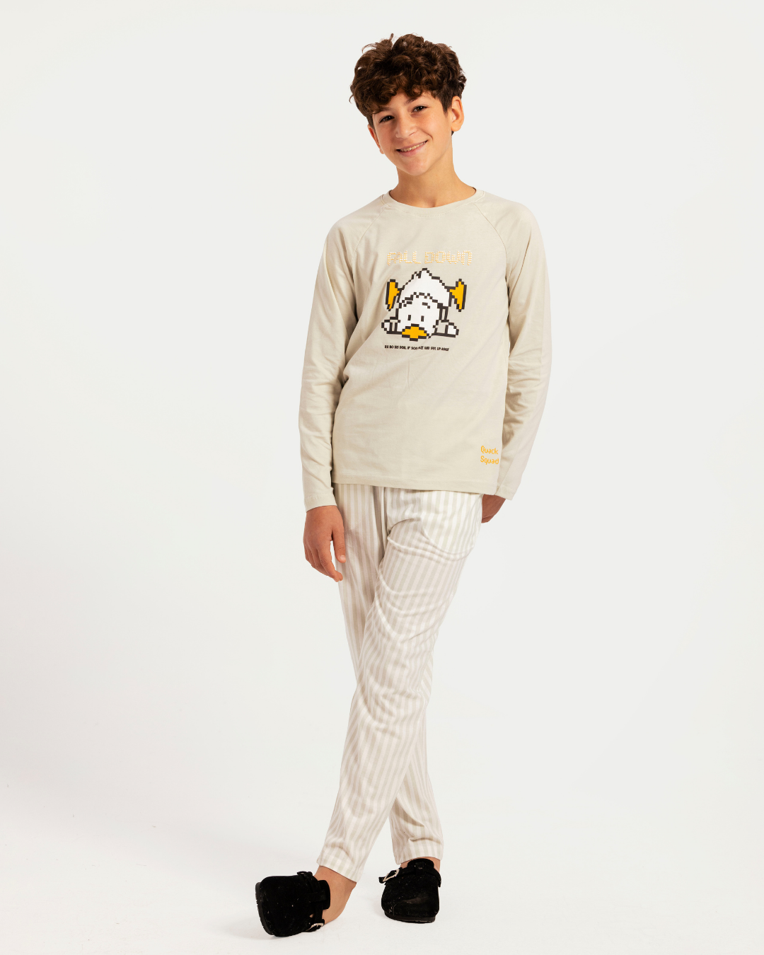 Junior boys' long-sleeve pajama with striped pants
