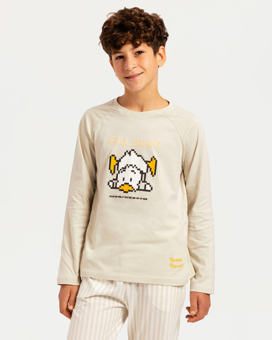 Junior boys' long-sleeve pajama with striped pants