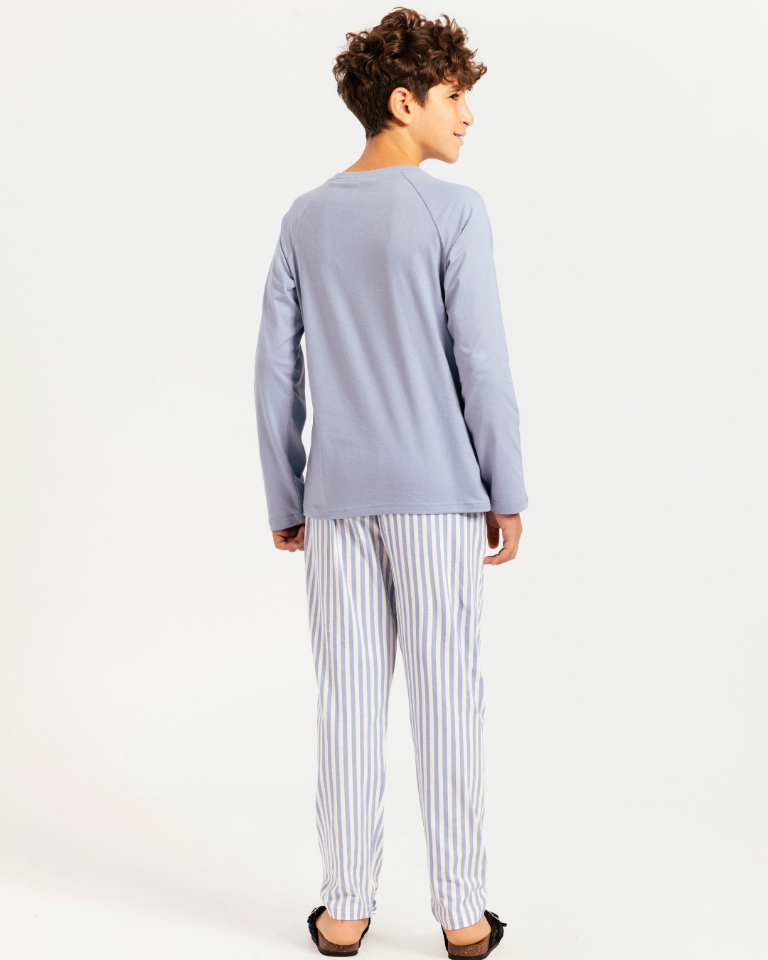 Junior boys' long-sleeve pajama with striped pants