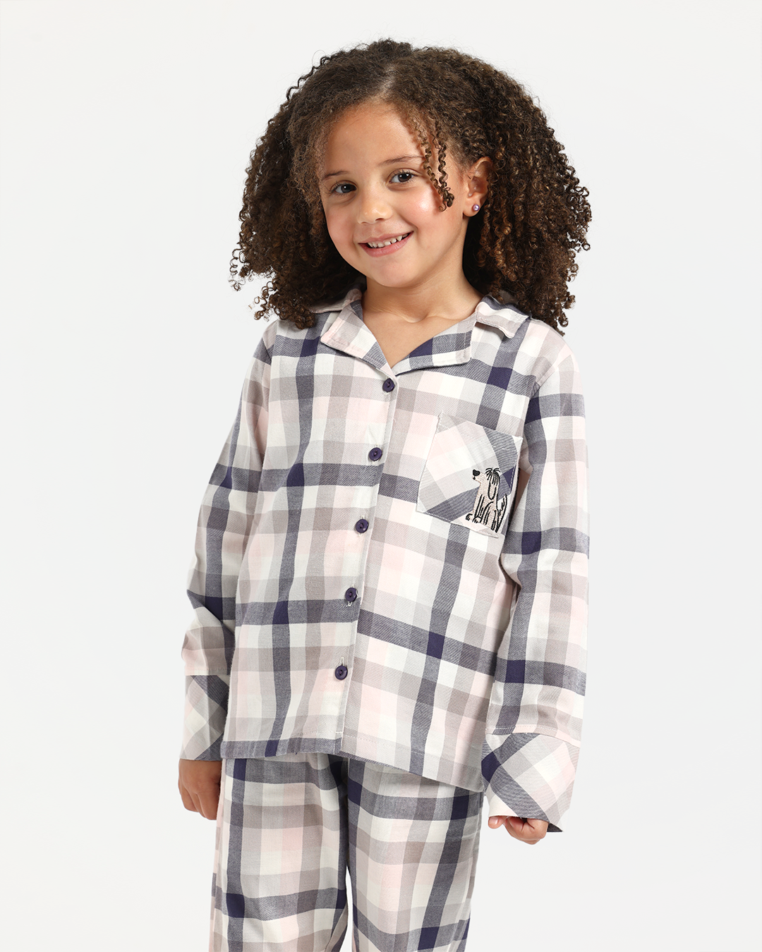 بيجاما بناتي بزراير كاروهات الربيع