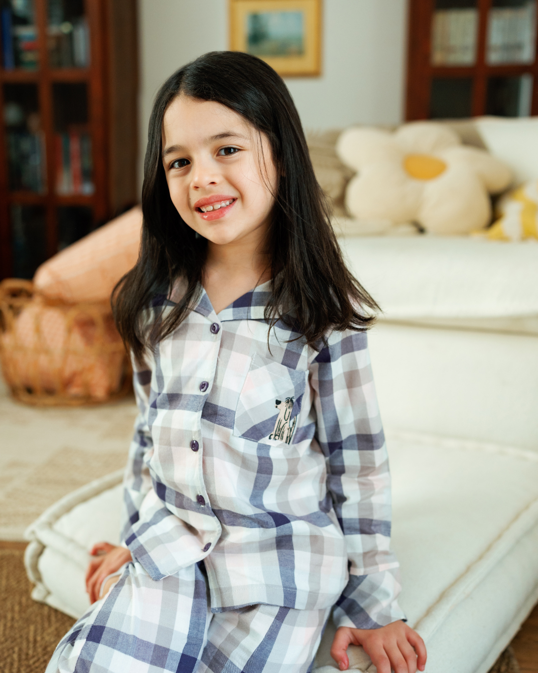 بيجاما بناتي بزراير كاروهات الربيع