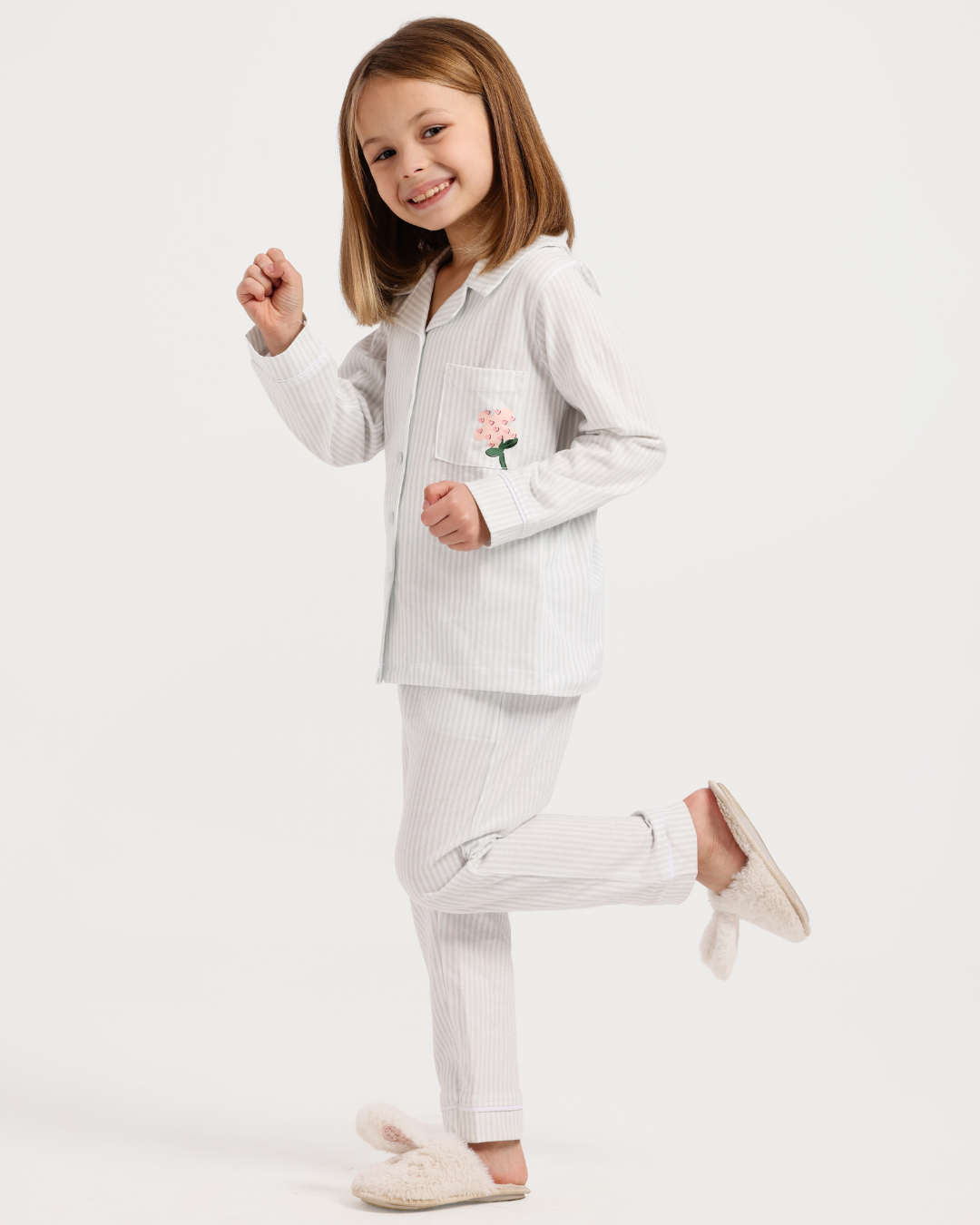 بيجاما بناتي بزراير ألوان الربيع