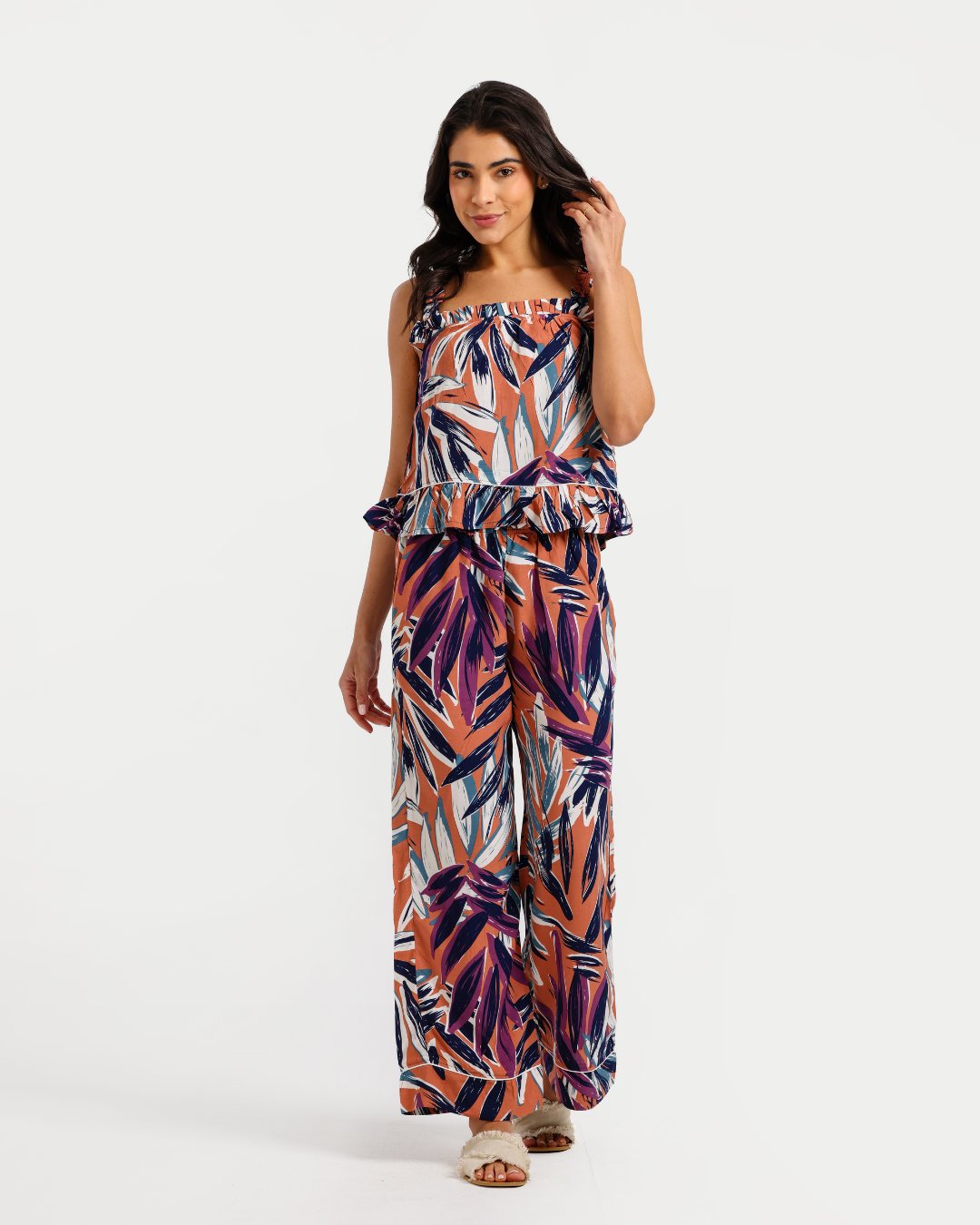 بيجاما بنطلون فسكوز نسيج اوراق شجر استوائيه