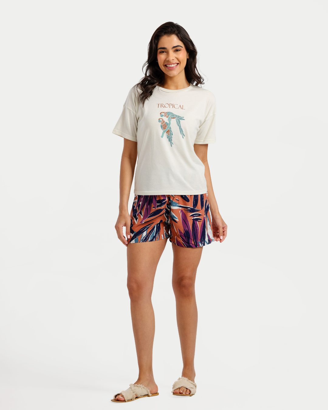 Tropical Cotton Viscose Short Pajamas