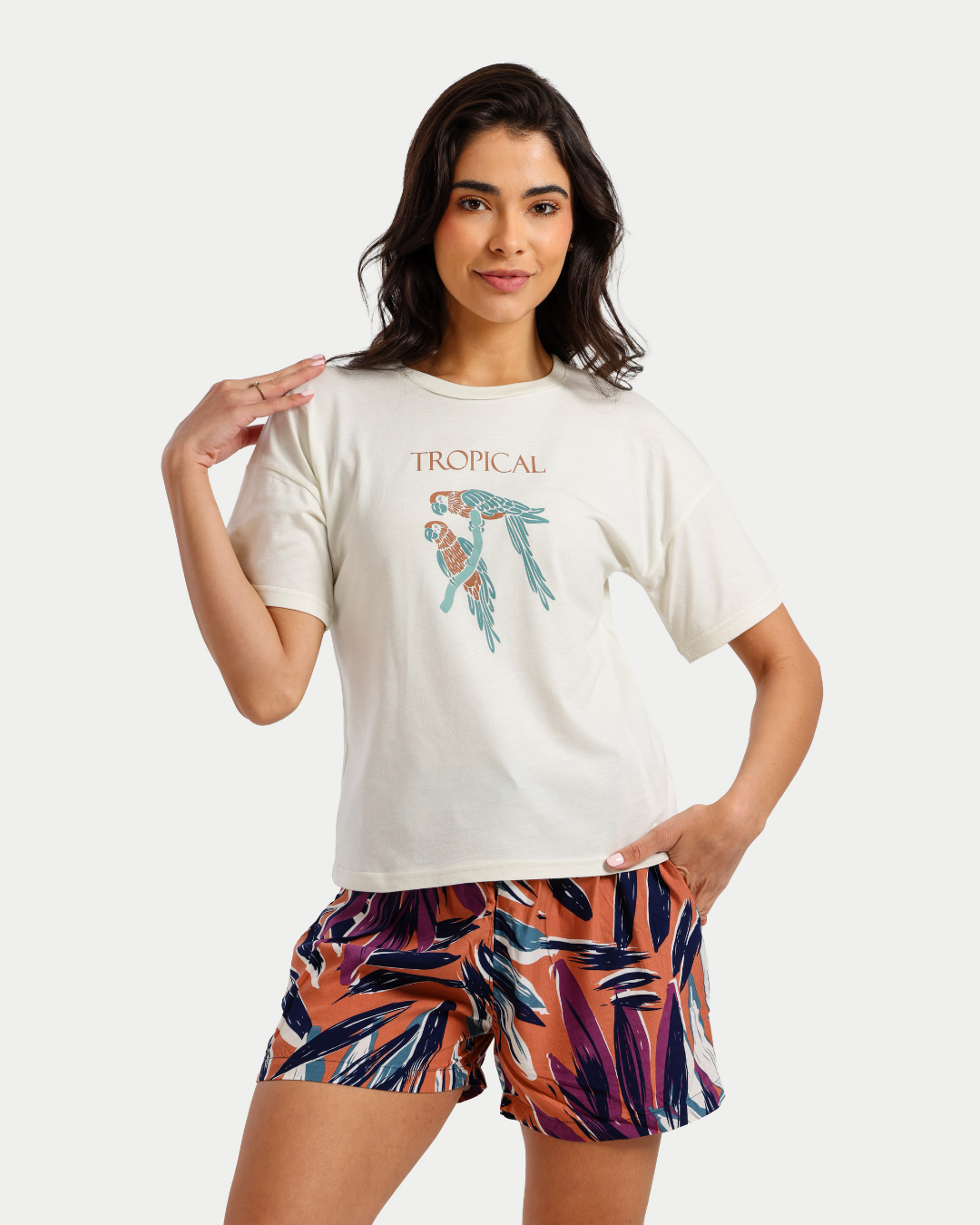 Tropical Cotton Viscose Short Pajamas