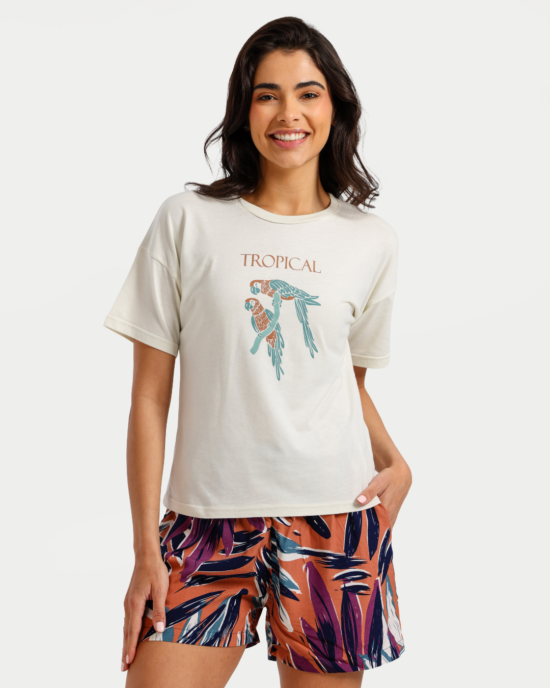 Tropical Cotton Viscose Short Pajamas