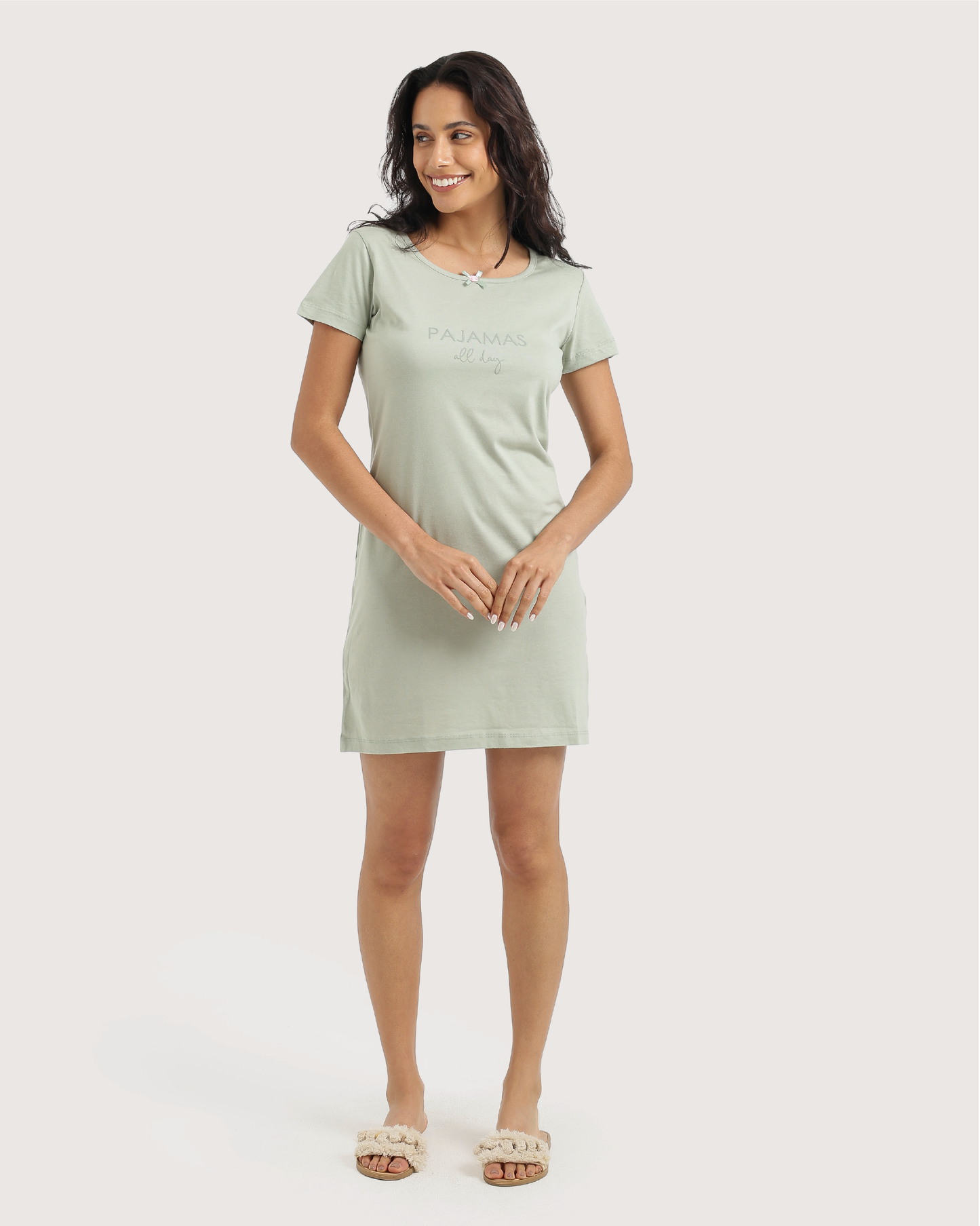 قميص نوم قصير قطن مودال بيجاما طول اليوم